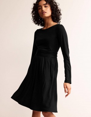 Boden Abigail Jersey Kleid Damen Schwarz | JVIUA-2756