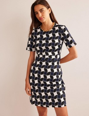 Boden Alexa Baumwoll Shift Kleid Damen Navy | NRWLZ-3579