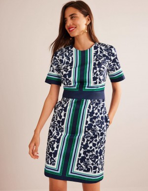 Boden Alexa Baumwoll Shift Kleid Damen Navy | FILOZ-0792