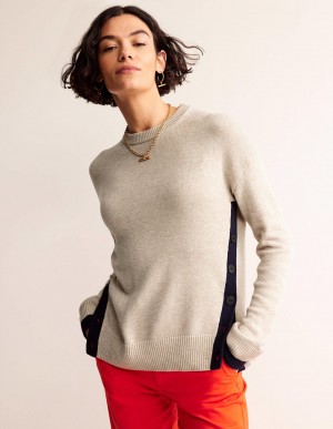 Boden Alma Contrast Trim Pullover Damen Navy | ELQIM-3825