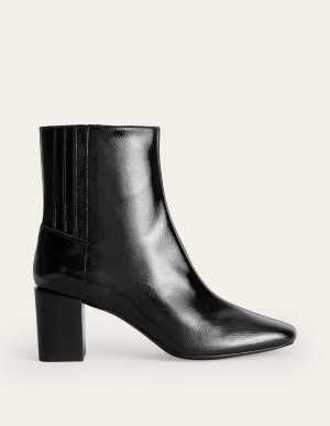 Boden Block-Heel Leder Stiefeletten Damen Schwarz | ORELJ-9246