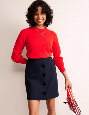Boden Buttoned Ponte Mini GolfSkirts Damen Navy | JNWOZ-5086