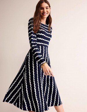 Boden Camille Jersey Midi Kleid Damen Navy | DLRIU-1085