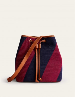 Boden Canvas Bucket Tasche Damen Rot Navy | 259KAOXJQ