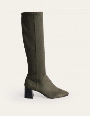 Boden Cara Absatz Stretch Kniehohe Stiefel Damen Grün | UWCXZ-3506
