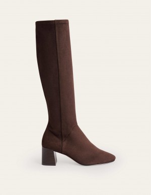 Boden Cara Absatz Stretch Kniehohe Stiefel Damen Kaffee | IFCQP-1083