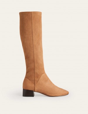 Boden Cara Flache Stretch Kniehohe Stiefel Damen Khaki | JKRWB-7849