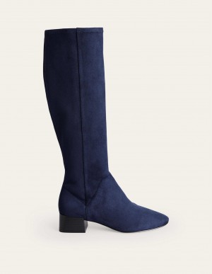 Boden Cara Flache Stretch Kniehohe Stiefel Damen Navy | HMSZC-0648