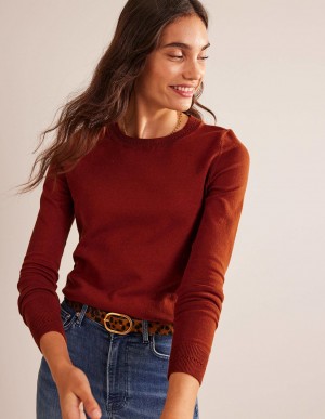 Boden Catriona Baumwoll Crew Pullover Damen Braun | NWCEZ-1594