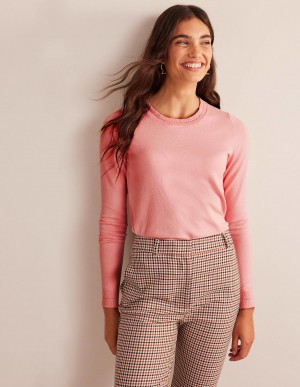 Boden Catriona Baumwoll Crew Pullover Damen Rosa | EZAPX-4703