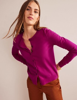 Boden Catriona Baumwoll Strickjacke Damen Fuchsie | UDBAS-3281