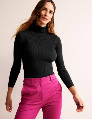 Boden Catriona Roll Neck Pullover Damen Schwarz | JUEXM-2934
