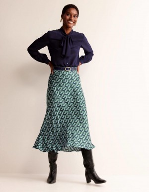Boden Cecelia Midi GolfSkirts Damen Grün | JGXAT-2356