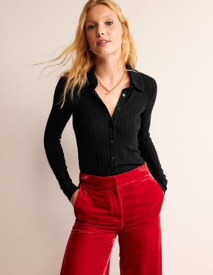 Boden Charlotte Jersey Hemd Damen Schwarz | VRUAF-9723