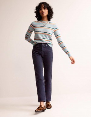 Boden Corduroy Slim Gerade Jeans Damen Navy | OUCNK-9216