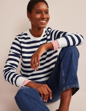 Boden Deep Rib Boxy Hemd Damen Navy Weiß | KDIMY-5162