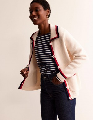 Boden Emily Wolle Blend Strickjacke Damen Weiß | BACMD-7205