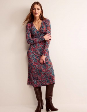 Boden Empire Ruched Taille Kleid Damen Orange | DVIUY-0163