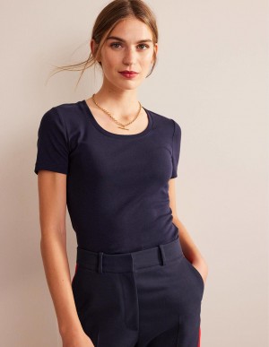 Boden Essential Jersey T shirts Damen Navy | WAHES-7680