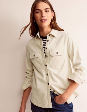 Boden Gerade-Fit Corduroy Hemd Damen Hellgelb | UMSKP-1490