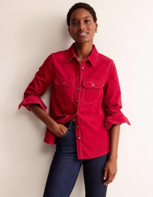 Boden Gerade-Fit Corduroy Hemd Damen Rot | MUPBR-9876