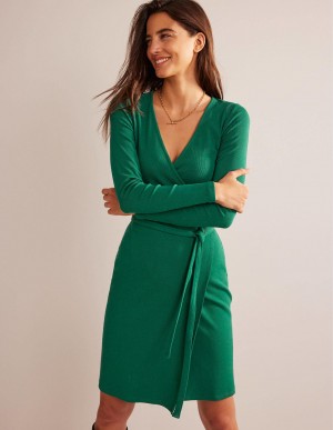 Boden Gerippt-Jersey Wrap Kleid Damen Türkis | VKNPB-3520