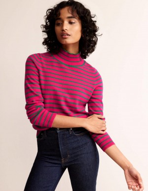 Boden Gestreift Cashmere Pullover Damen Rosa Grün | GACYX-2369