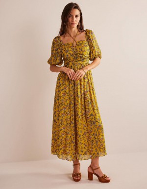 Boden Halterneck Detail Maxi Kleid Damen Senfgelb | GYDXC-7834