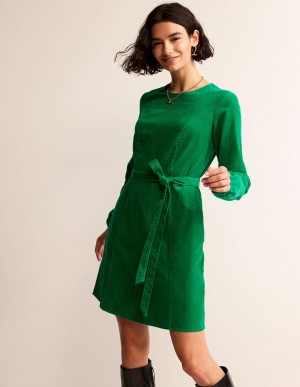 Boden Harriet Cord Kleid Damen Grün | PELXT-5784
