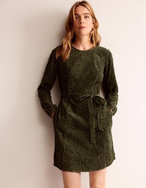Boden Harriet Cord Kleid Damen Olivgrün | RMPTD-6548