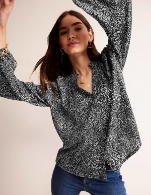 Boden High-Neck Printed Oberteile Damen Schwarz | YPLRU-6598
