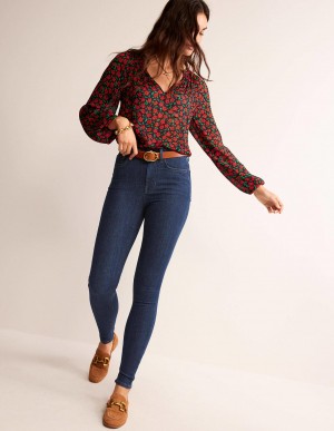 Boden High Rise Schlank Jeans Damen Navy | IKXAZ-4083