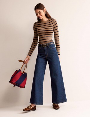 Boden High Rise Weite Leg Jeans Damen Indigo | ZTNHK-0851