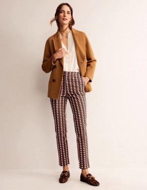 Boden Highgate Printed Hose Damen Kaffee | CXTRB-8276