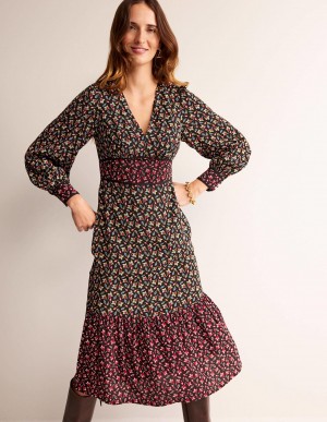 Boden Hotch Potch Tiered Tea Kleid Damen Mehrfarbig | RGOBU-0473