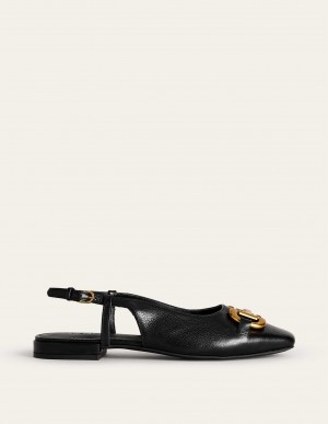 Boden Iris Snaffle Slingback Flache Schuhe Damen Schwarz | SHMCK-7804