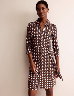 Boden Jessie Jersey Shirts Kleid Damen Braun | KRIWA-8932