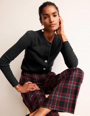 Boden Jewel Button Strickjacke Damen Schwarz | QVCKB-9173