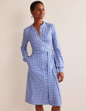 Boden Julia Jersey Shirts Kleid Damen Blau | ASUVW-0691