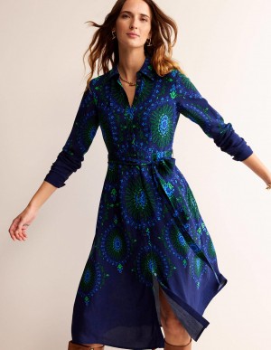 Boden Kate Midi Shirts Kleid Damen Navy | VALYG-4852