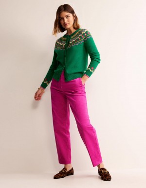 Boden Kew Corduroy Hose Damen Fuchsie | PTOHS-0416