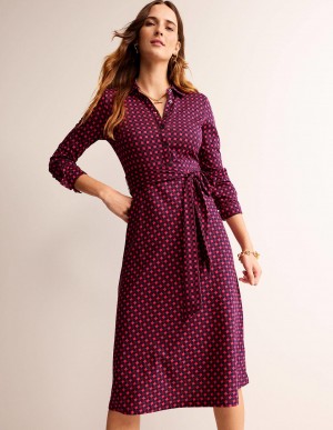 Boden Laura Jersey Midi Shirts Kleid Damen Rosa | GLCDS-9312