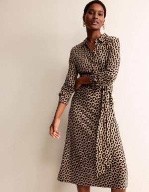 Boden Laura Jersey Midi Shirts Kleid Damen Braun | MCZXN-3741