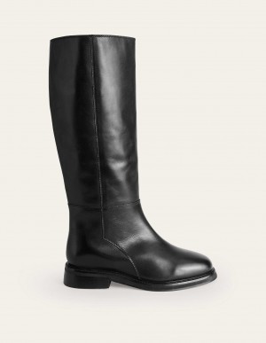 Boden Lottie Leder Reitstiefel Damen Schwarz | GICRK-6851