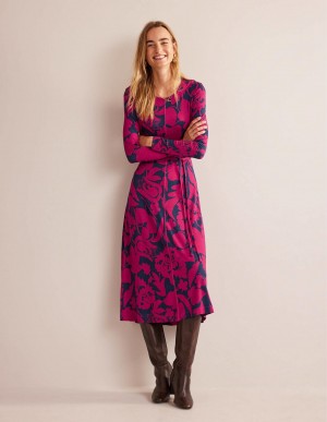 Boden Lucy Jersey Midi Kleid Damen Lila | CINPO-3416