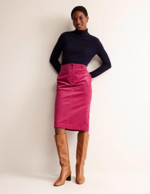Boden Margot Cord Midi GolfSkirts Damen Fuchsie | XBVEK-3286