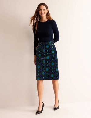 Boden Margot Velvet Midi GolfSkirts Damen Schwarz | FXHJE-9685
