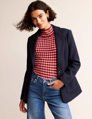 Boden Marylebone Textured Blazer Damen Navy | MBQXF-1095
