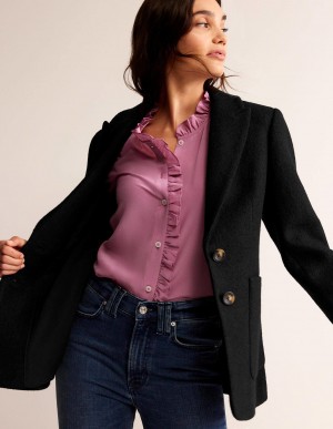 Boden Marylebone Textured Blazer Damen Schwarz | JPSIR-9580