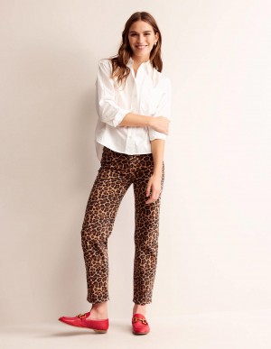 Boden Mid Rise Printed Slim Jeans Damen Braun | CTYMX-0437